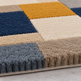 Mosaic blocks wool rug