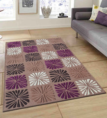 Modern artisan rug featuring embossed flower design in grid pattern