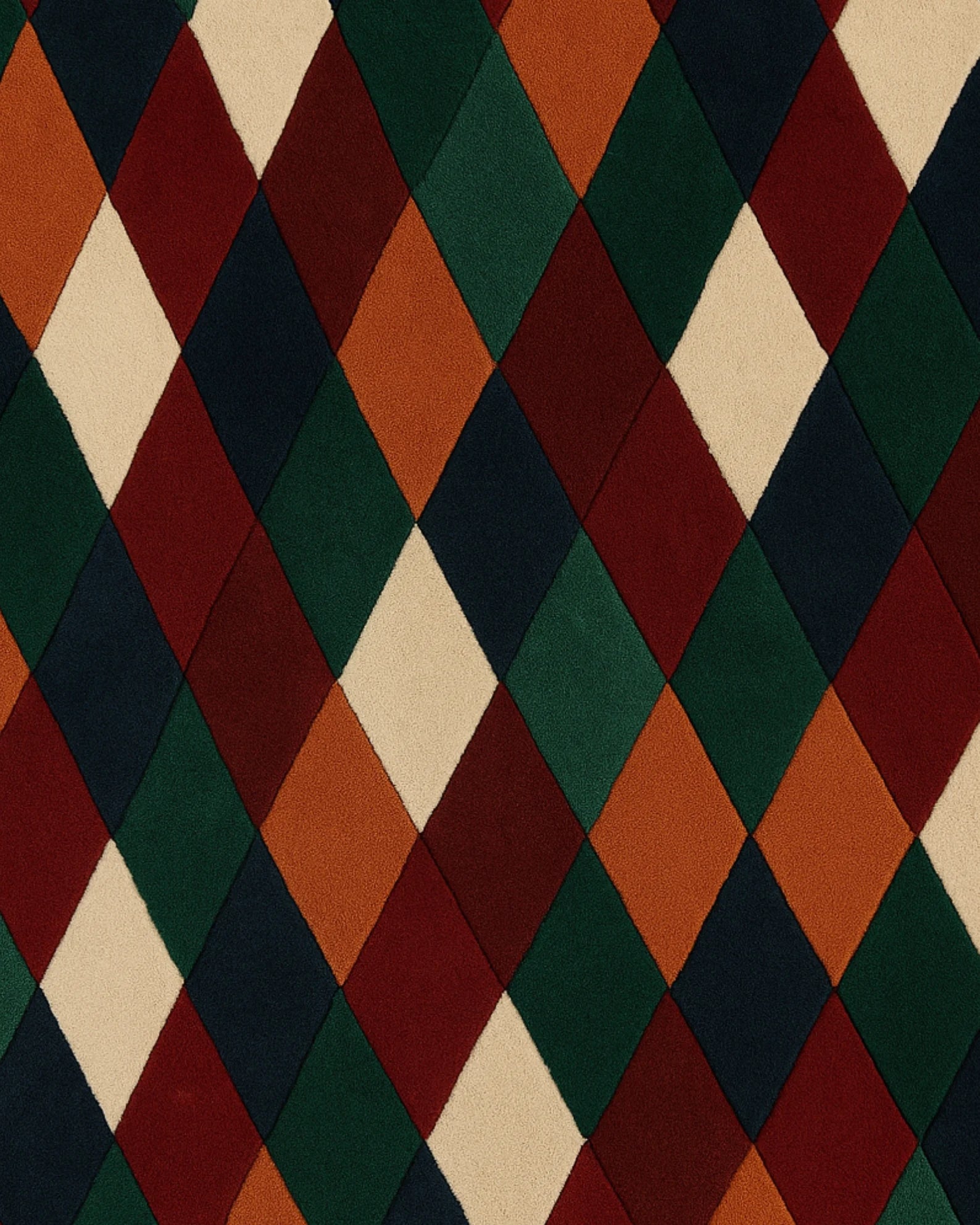 Colorful hand-tufted diamond rug – contemporary art décor.