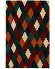 Multicolor diamond rug – hand-tufted wool harlequin pattern.