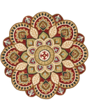 Multicolor round hand-tufted wool medallion rug.