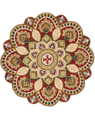 Multicolor round hand-tufted wool medallion rug.