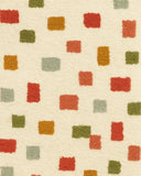 Ivory color block hallway rug in contemporary geometric design.