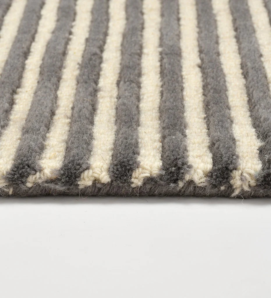 Mid-century modern abstract rug with bold geometric semi-circles