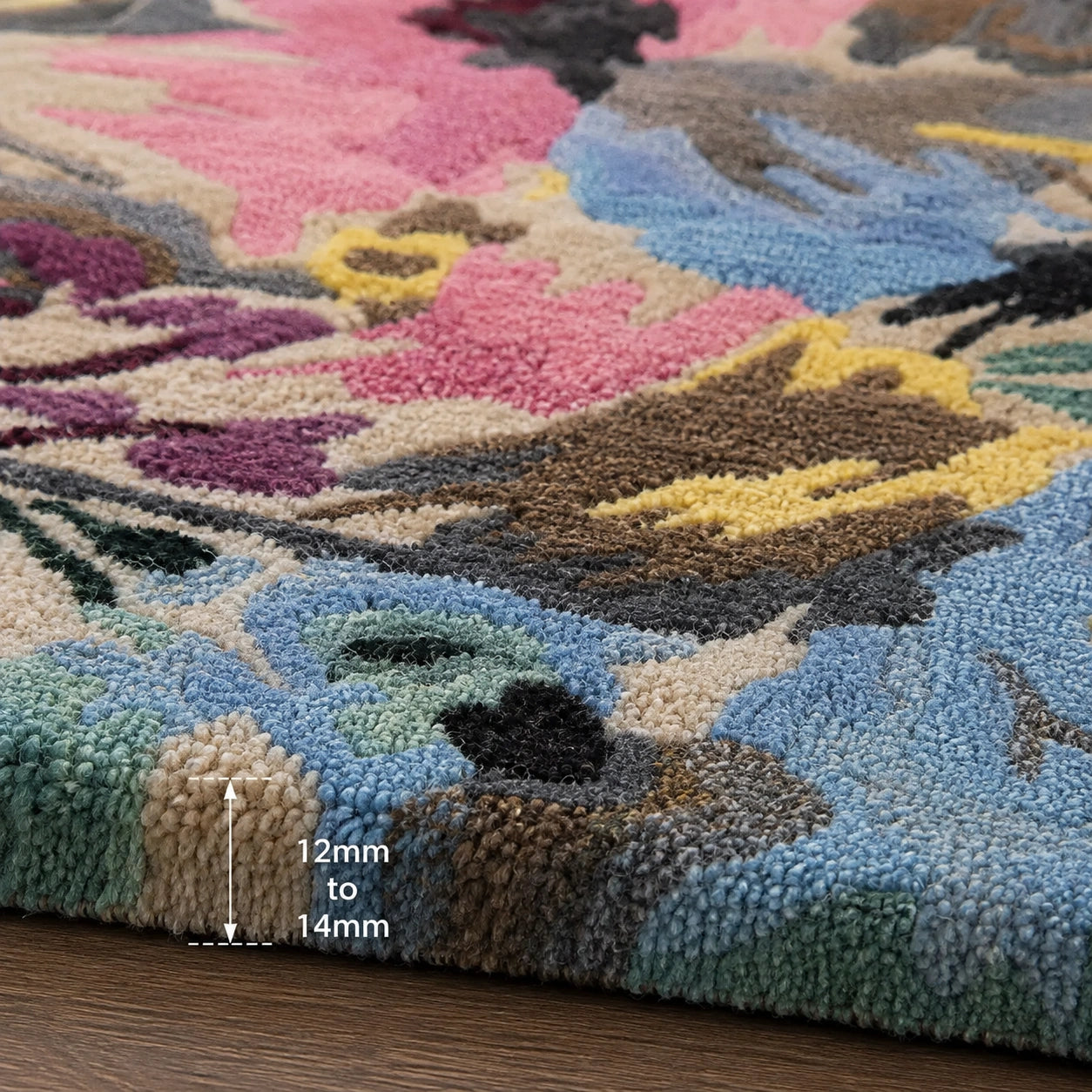 Multicolor abstract bloom wol rug