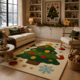 Multicolor Christmas Tree with Ornaments Area Rug - Hand tufted