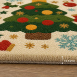 Multicolor christmas tree wool rug