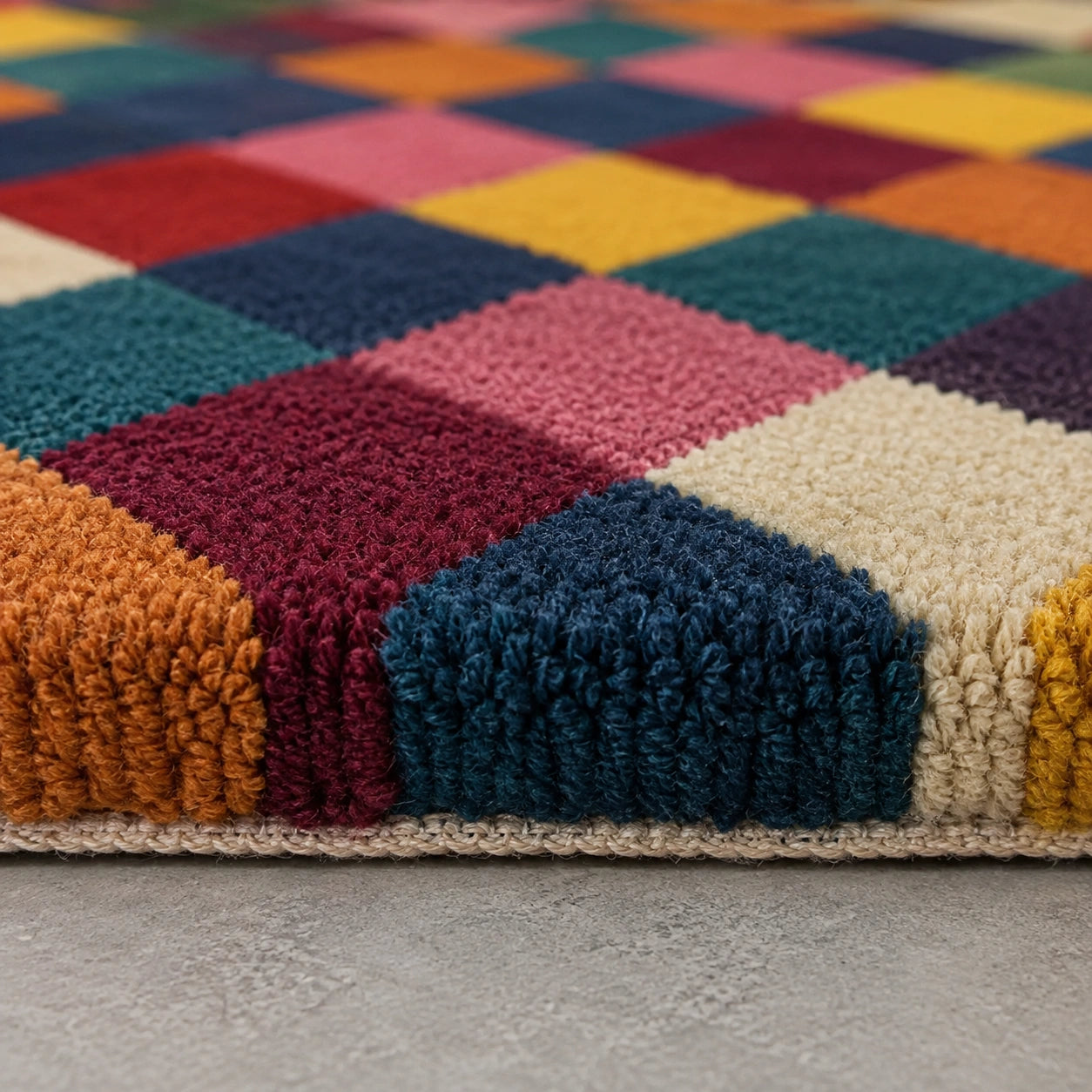 Multicolor contemporary diamond wool rug