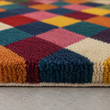 Multicolor contemporary diamond wool rug