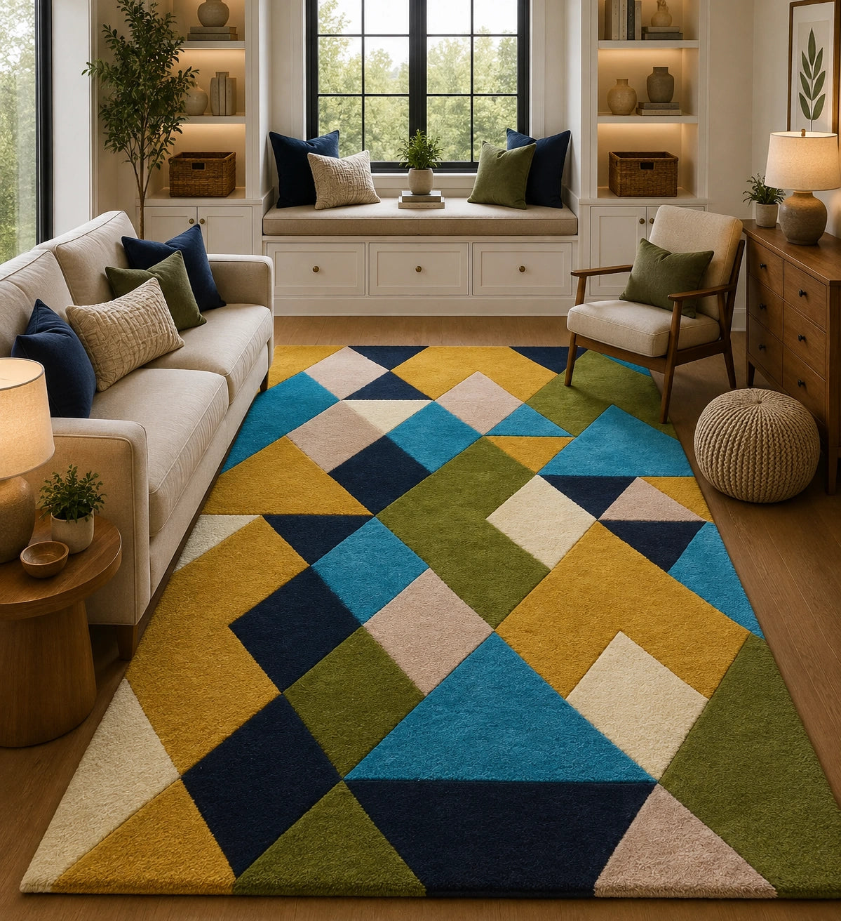 Multicolor contemporary wool rug