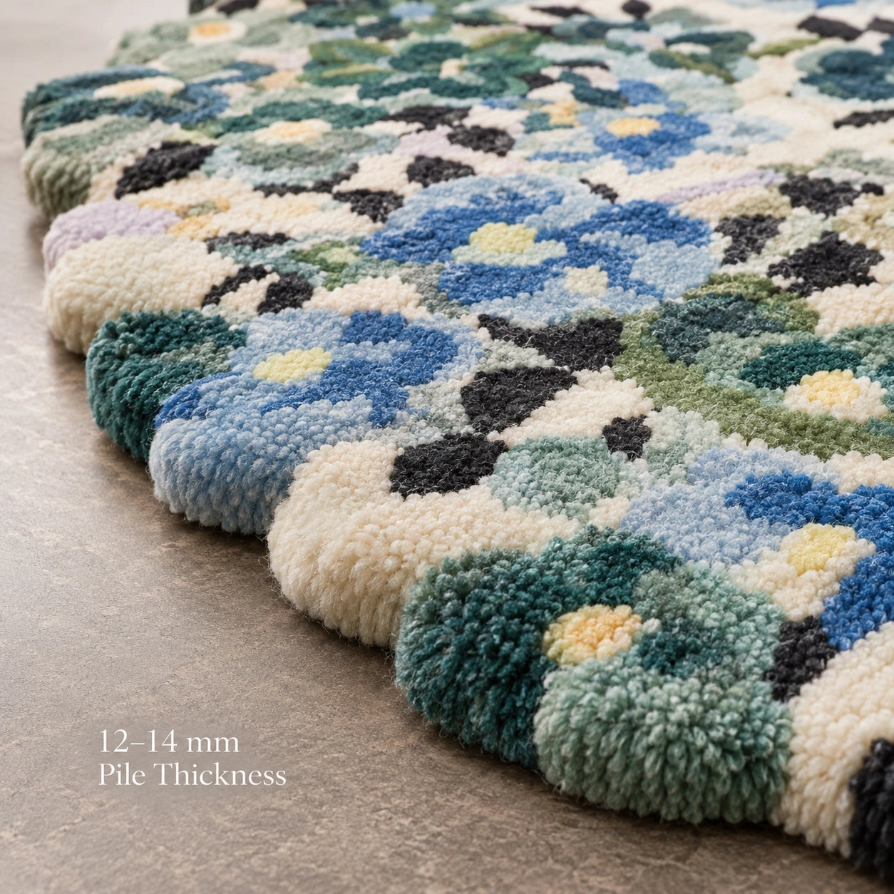 Multicolor floral wool rug