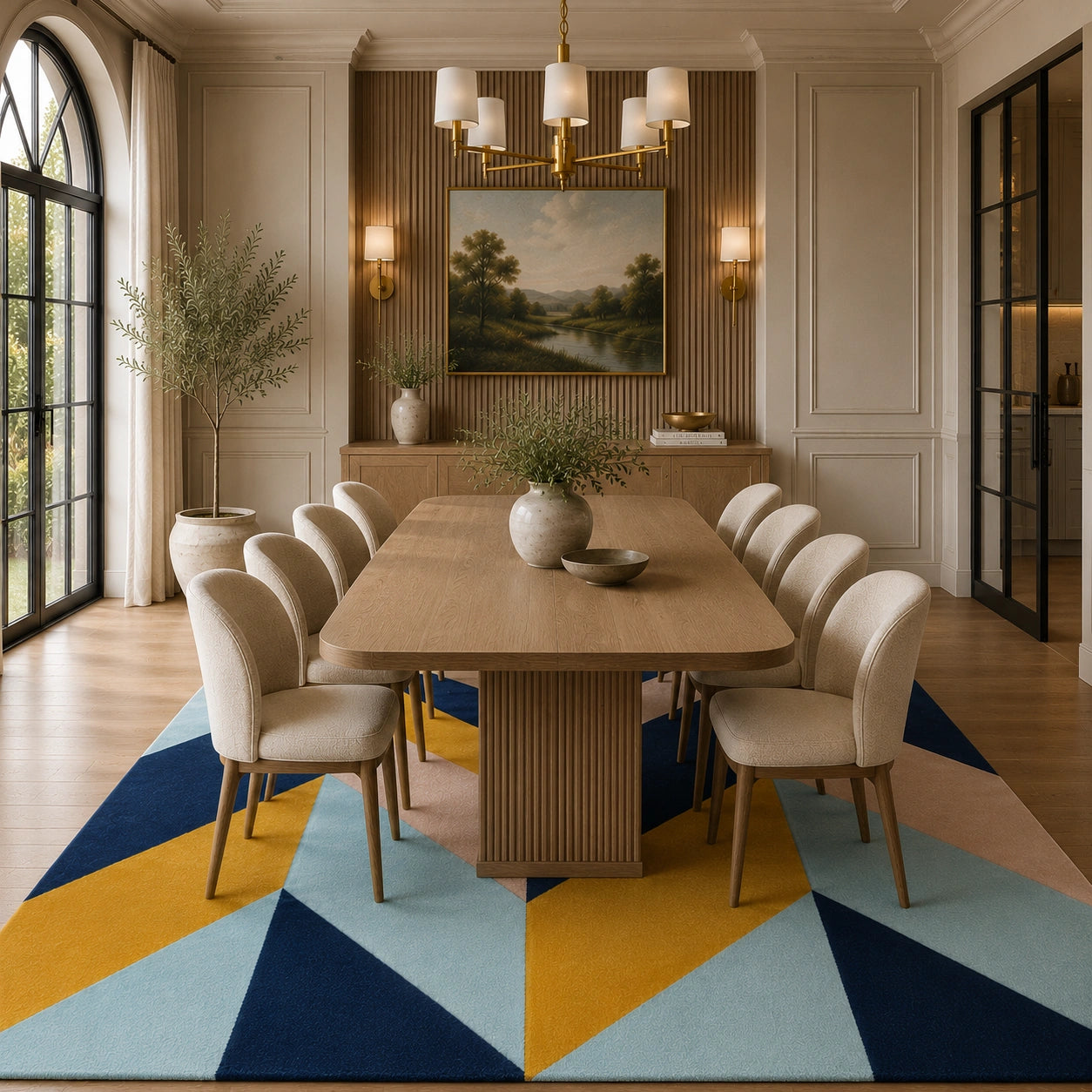 Multicolor chevron wool rug