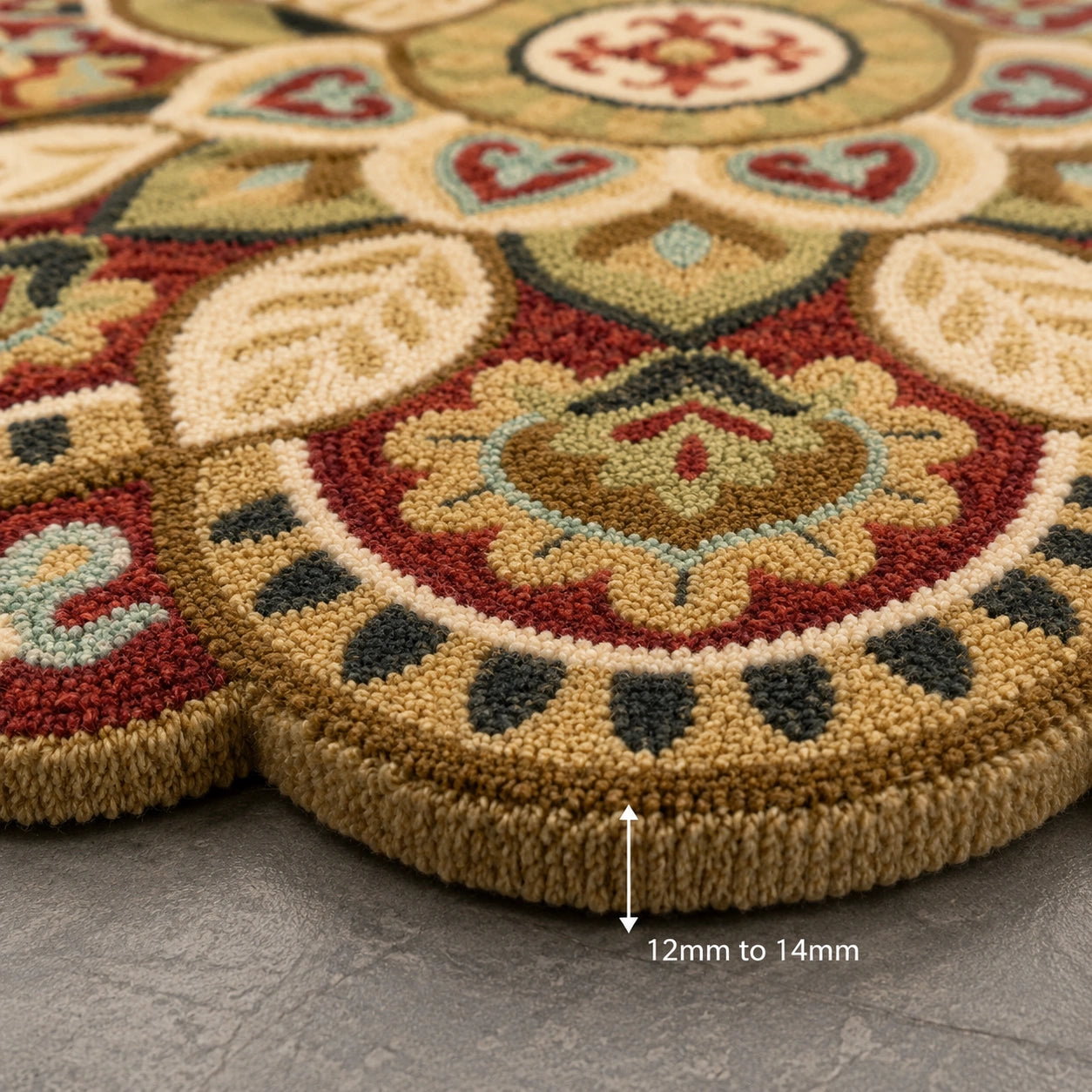 Multicolor mandala wool rug