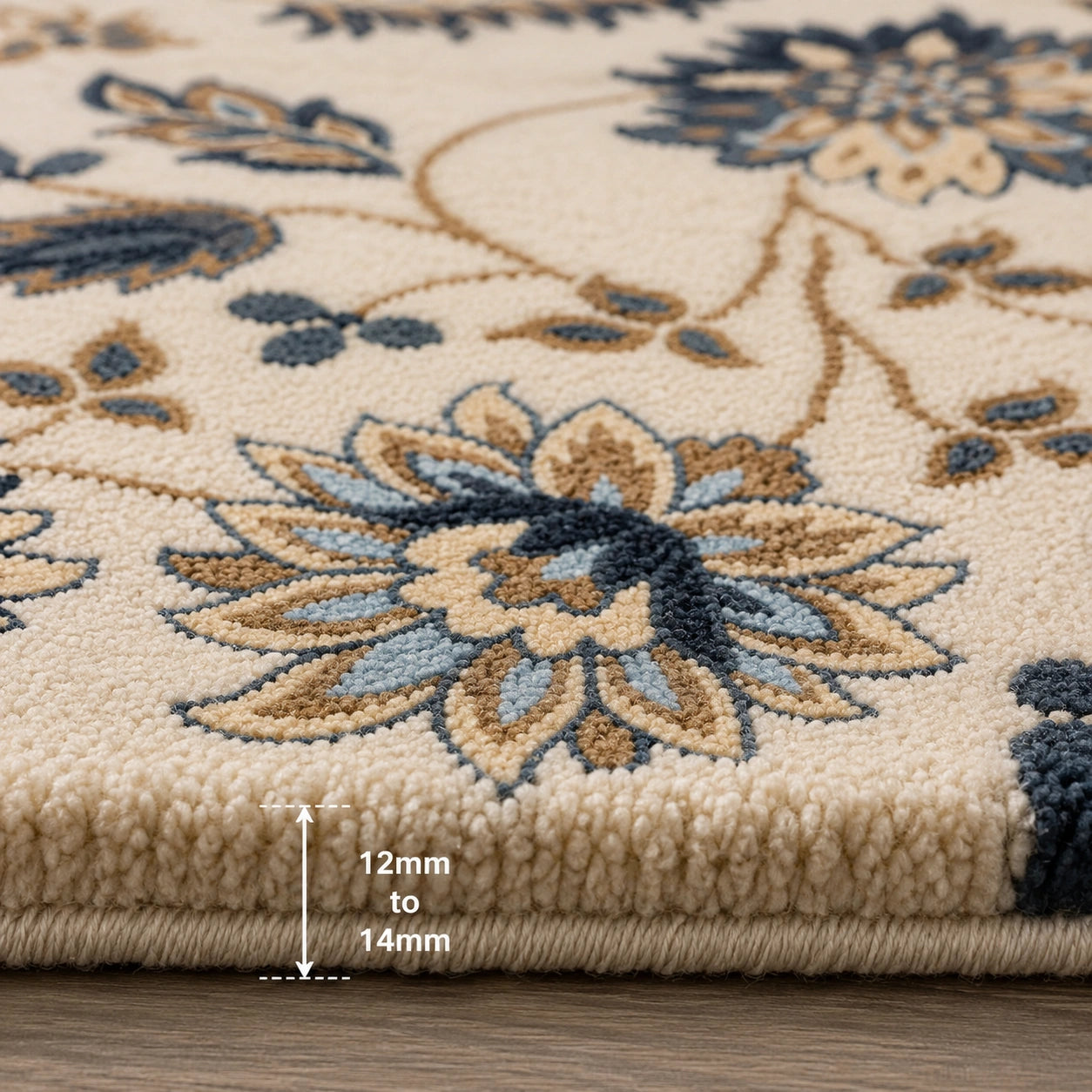 Multicolor vintage floral wool rug