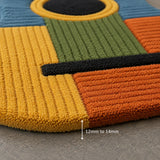 Multicolor guitar irregular wool rug