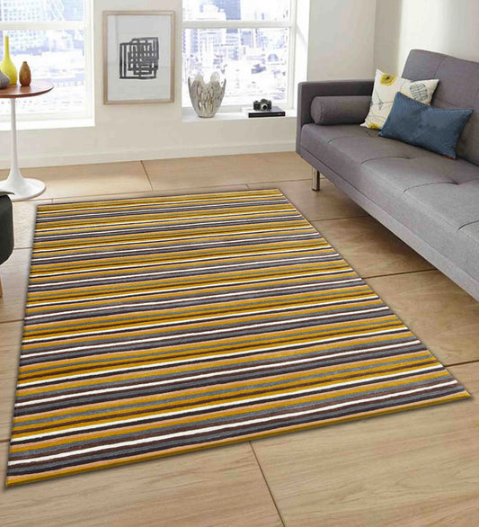 Modern artisan rug with alternating horizontal stripe design