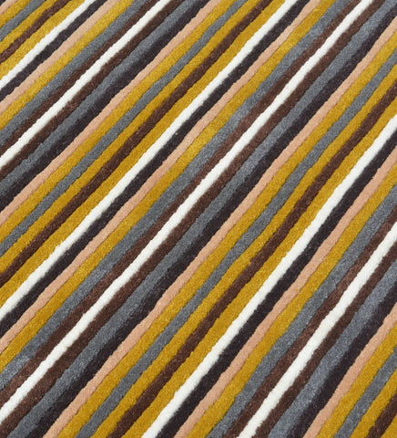 Luxury wool rug featuring bold mustard and grey stripes