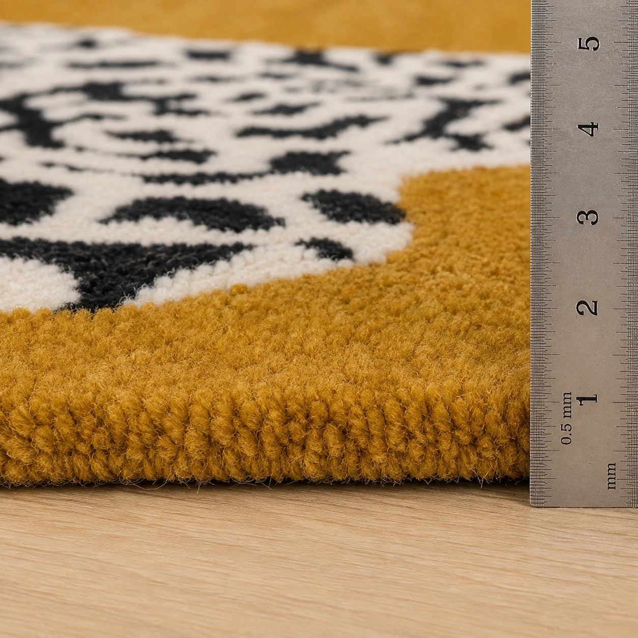 Mustard yellow leopard rug