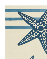 Premium wool navy starfish rug for nautical interiors