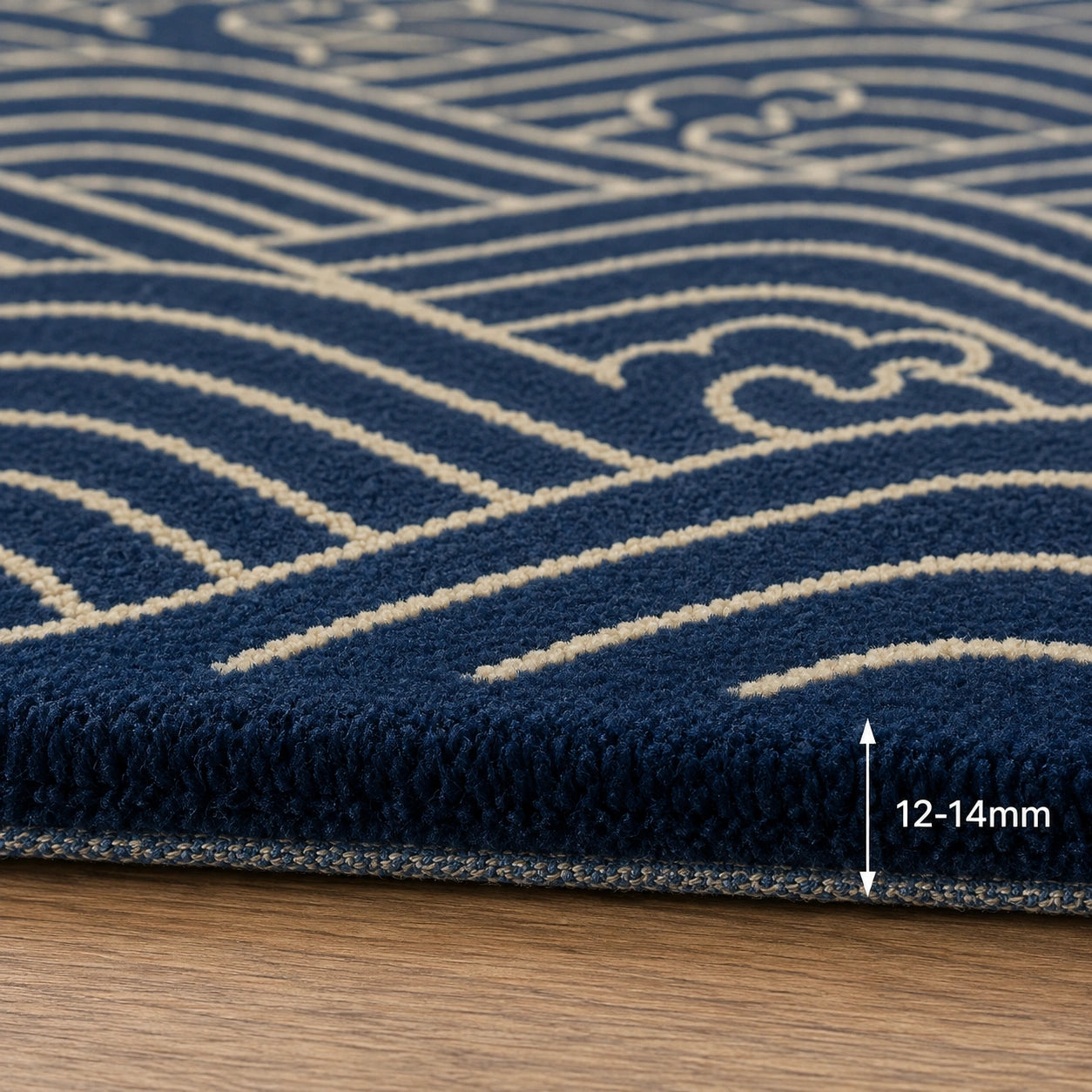 Navy blue ivory ocean wool rug