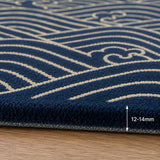 Navy blue ivory ocean wool rug