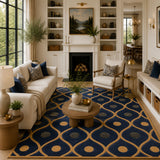 Navy blue modern hand tufted rug