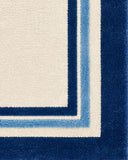 Navy Frame Wool Area Rug - Hand Tufted 