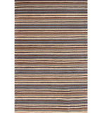 Hand-tufted wool rug with horizontal brown and grey stripes