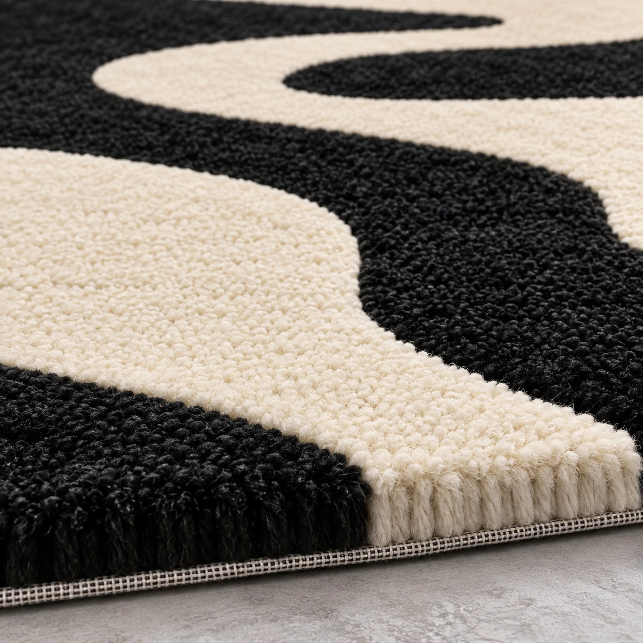 Noir current wool rug