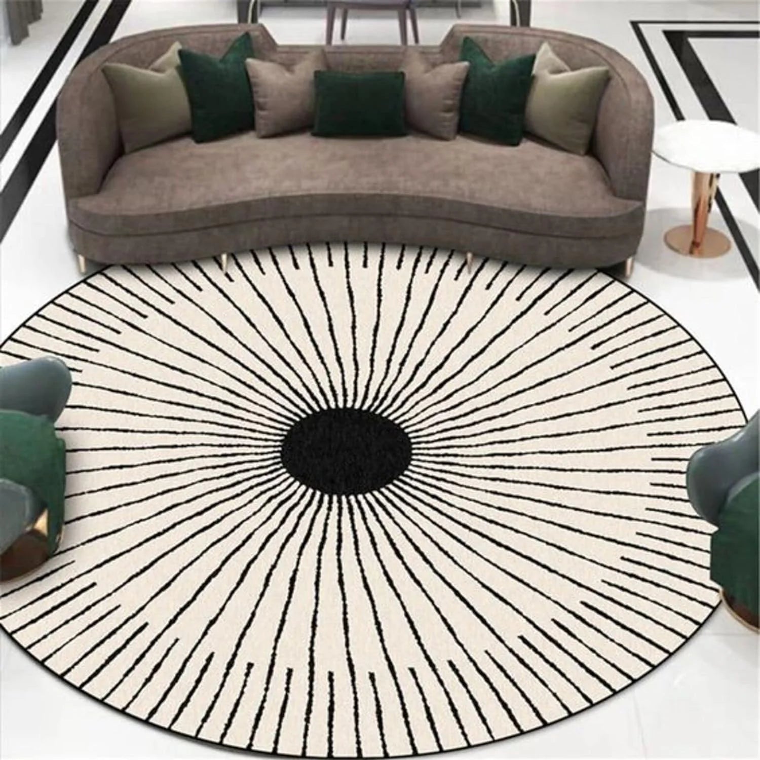 Noir Sunburst Wool Area Rug - Hand Tufted 