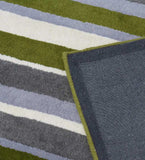 Contemporary hand-tufted rug in green, gray, and blue color combination.