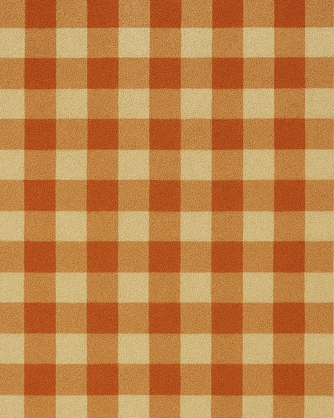 Washable plaid rug with classic gingham pattern in autumn colors.