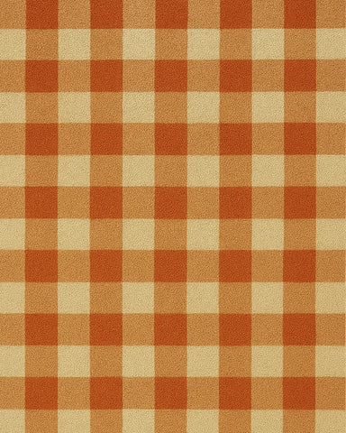 Washable plaid rug with classic gingham pattern in autumn colors.
