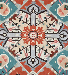 Machine washable orange and ivory Serapi rug.