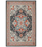 Handwoven luxury orange Serapi rug with intricate floral and geometric patterns in black, cream, blue, and red