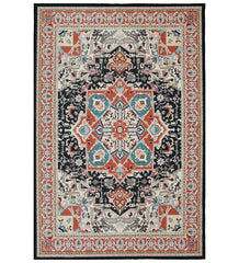 Orange Serapi patterned machine washable rug.