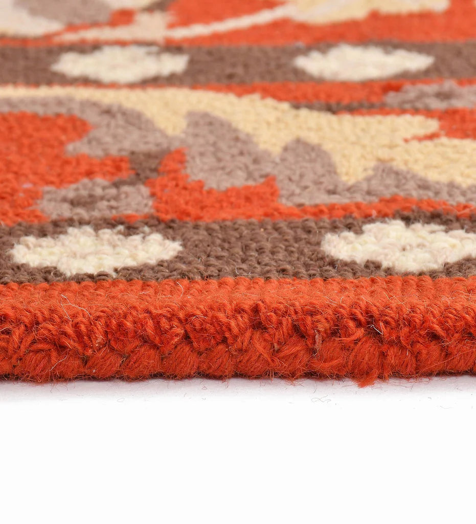 Premium Oriental-style wool rug with orange background