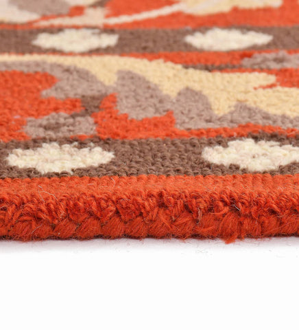 Premium Oriental-style wool rug with orange background