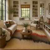 Orange & Beige Modern Abstract Area Rug - Hand Tufted