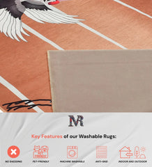 Elegant peach bird rug perfect for living rooms and bedrooms.