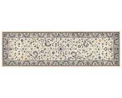 Ivory and navy floral runner rug non-slip