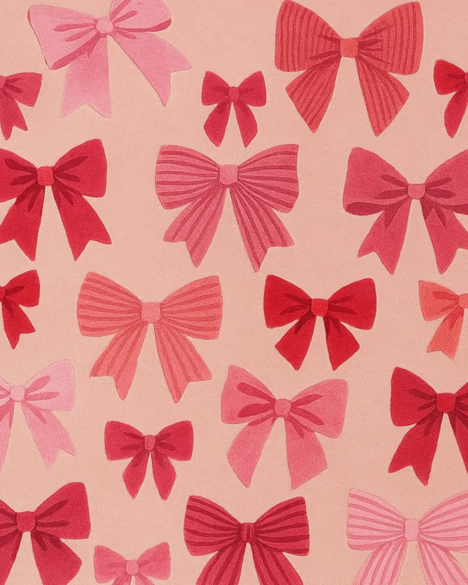 Premium wool pink Christmas rug featuring festive bow motifs.