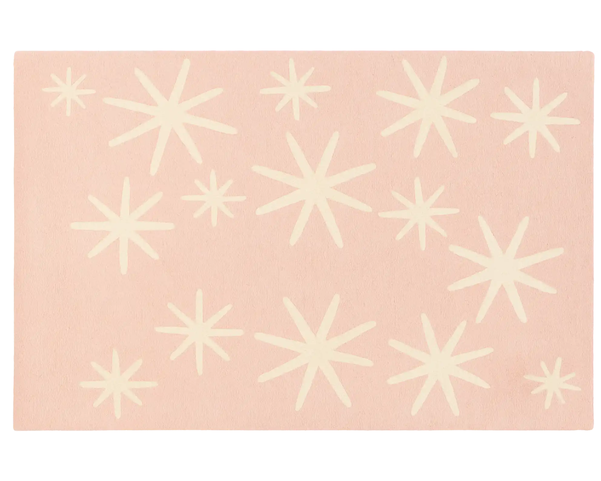 Blush pink festive wool rug with modern star holiday design