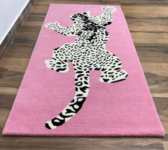Playful leopard print rug for modern eclectic interiors.
