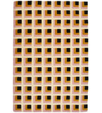 Pink, mustard, and black geometric hand-tufted wool rug
