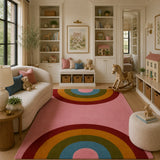 Pink rainbow wool rug