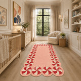 Pink Scalloped Runner Area Rug - Hand Tufted