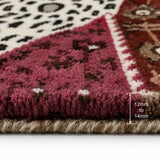 Pink red leopard wool rug
