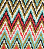 Pixelated chevron pattern handwoven luxury rug in turquoise, red, brown, black, and white colors