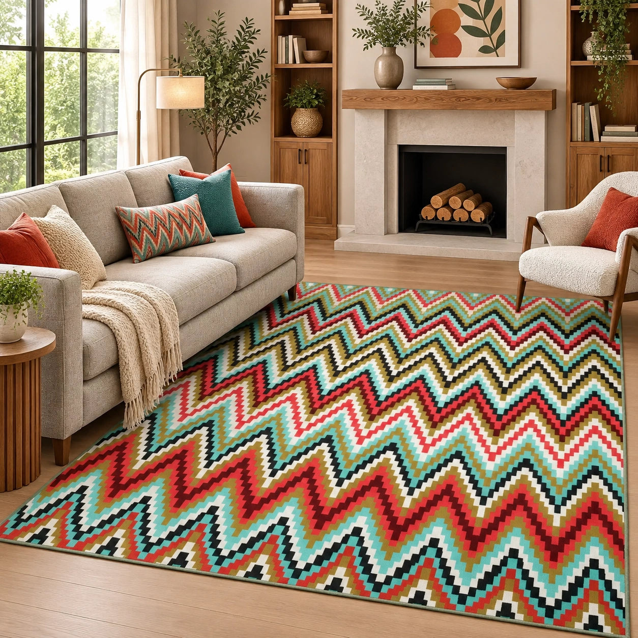 Pixelated chevron rug